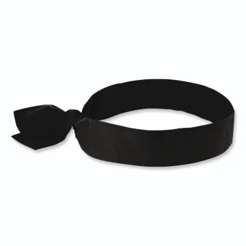 Chill-Its 6700 Cooling Bandana Polymer Tie Headband, One Size Fits Most, Black, Ships in 1-3 Busines