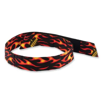 Chill-Its 6705 Cooling Embedded Polymers Hook and Loop Bandana Headbnd, One Size Fit Most, Flames, S