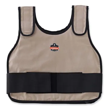 Chill-Its 6225 Premium FR Phase Change Cooling Vest, Modacrylic Cotton, Large/X-Large, Khaki, Ships