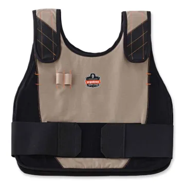 Chill-Its 6225 Premium FR Phase Change Cooling Vest, Modacrylic Cotton, Small/Medium, Khaki, Ships i