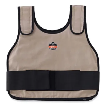 Chill-Its 6230 Standard Phase Change Cooling Vest with Packs, Cotton, Small/Medium, Khaki, Ships in