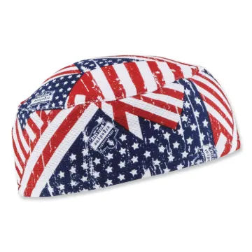 Chill-Its 6630 High-Performance Terry Cloth Skull Cap, Polyester, One Size, Stars and Stripes, Ships