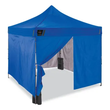 Shax 6053 Enclosed Pop-Up Tent Kit, Single Skin, 10 ft x 10 ft, Polyester/Steel, Blue, Ships in 1-3