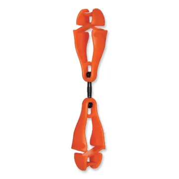 Squids 3420 Dual Clip Swivel Glove Clip Holder, 1 x 0.6 x 5.5, Acetal Copolymer, Orange , Ships in 1