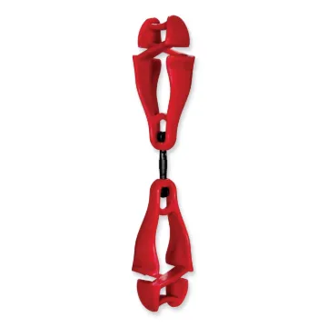 Squids 3420 Dual Clip Swivel Glove Clip Holder, 1 x 0.6 x 5.5, Acetal Copolymer, Red, Ships in 1-3 B