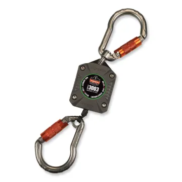 Squids 3003 Retractable Lanyard with Two Carabiners, 2 lb Max Working Capacity, 8" to 48", Gray, Shi