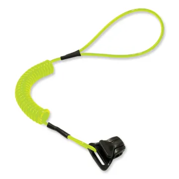 Squids 3158 Coiled Lanyard with Clamp, 2 lb Max Working Capacity, 12" to 48" Long, Lime, Ships in 1-