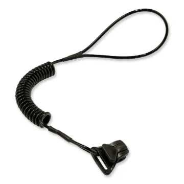 Squids 3158 Coiled Lanyard with Clamp, 2 lb Max Working Capacity, 12" to 48" Long, Black, Ships in 1