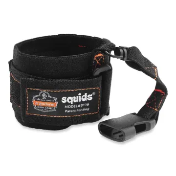 Squids 3116 Pull-On Wrist Lanyard with Buckle, 3 lb Max Working Capacity, 7.5" Long, Black, Ships in