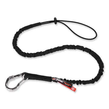 Squids 3100 Lanyard w/Aluminum Carabiner + Cinch-Loop, 10 lb Max Work Capacity, 42" to 54", Black, S
