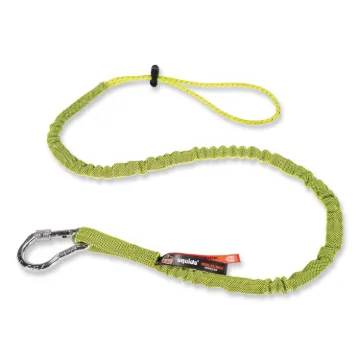 Squids 3100 Lanyard w/Aluminum Carabiner + Cinch-Loop, 10 lb Max Work Capacity, 42" to 54", Lime, Sh