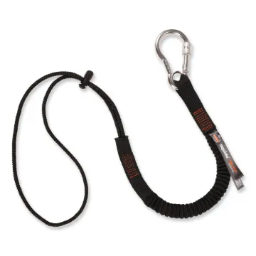 Squids 3105 Tool Lanyard w/Aluminum Carabiner+Cinch-Loop, 15 lb Max Work Cap, 32" to 48", Black, Shi