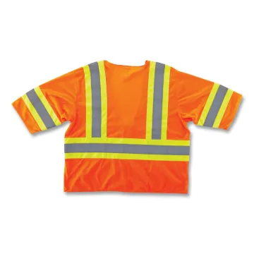 GloWear 8330Z Class 3 Two-Tone Zipper Vest, Polyester, 4X-Large/5X-Large, Orange, Ships in 1-3 Busin