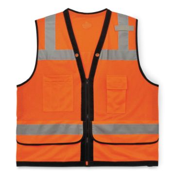 GloWear 8253HDZ Class 2 Heavy-Duty Mesh Surveyors Vest, Polyester, Small/Medium, Orange, Ships in 1-