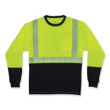 GloWear 8281BK Class 2 Long Sleeve Shirt with Black Bottom, Polyester, 4X-Large, Lime, Ships in 1-3