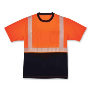 GloWear 8280BK Class 2 Performance T-Shirt with Black Bottom, Polyester, Small, Orange, Ships in 1-3