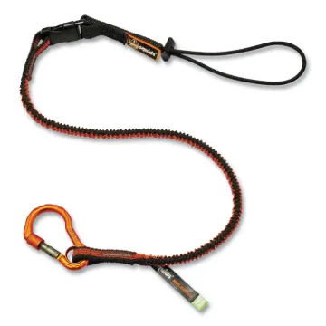 Squids 3102F(x) Tool Lanyard w/Aluminum Carabiner+Cinch-Loop, 5 lb Max Work Cap, 38" to 48", OR/GY,S