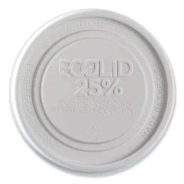Evolution World EcoLid 25% Recycled Food Container Lid, Fits 12 to 32 oz Containers, White, Plastic,