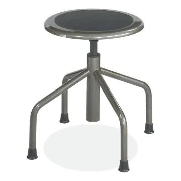 Diesel Low Base Stool, Backless, Supports Up to 250 lb, 16" to 22" High Black Seat, Pewter Base, Shi