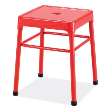 Steel GuestBistro Stool, Backless, Supports Up to 250 lb, 18" Seat Height, Red Seat, Red Base, Ships