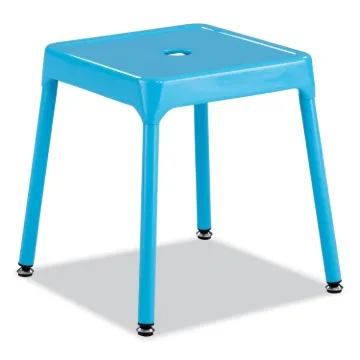 Steel Guest Stool, Backless, Supports Up to 275 lb, 15" to 15.5" Seat Height, Baby BlueSeat/Base, Sh