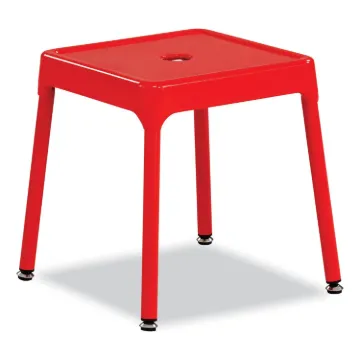 Steel Guest Stool, Backless, Supports Up to 275 lb, 15" to 15.5" Seat Height, Red Seat/Base, Ships i