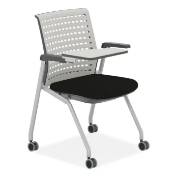Thesis Training Chair w/Static Back and Tablet, Supports 250lb, 18" High Black Seat,Gray Back/Base,S