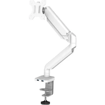 Platinum Series Single Monitor Arm, For 27" Monitors, 360 deg Rotation, 45 deg Tilt, 180 deg Pan, Wh