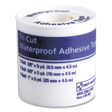 Tri-Cut Waterproof-Adhesive Medical Tape with Dispenser, Tri-Cut Width (0.38", 0.63", 1"), 5 yds Lon