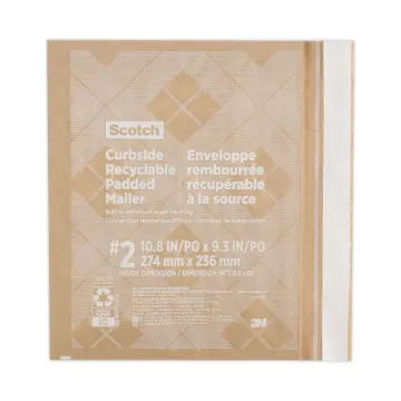 Curbside Recyclable Padded Mailer, #2, Bubble Cushion, Self-Adhesive Closure, 11.25 x 12, Natural Kr