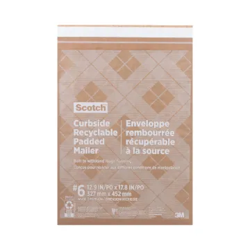 Curbside Recyclable Padded Mailer, #6, Bubble Cushion, Self-Adhesive Closure, 13.75 x 20, Natural Kr