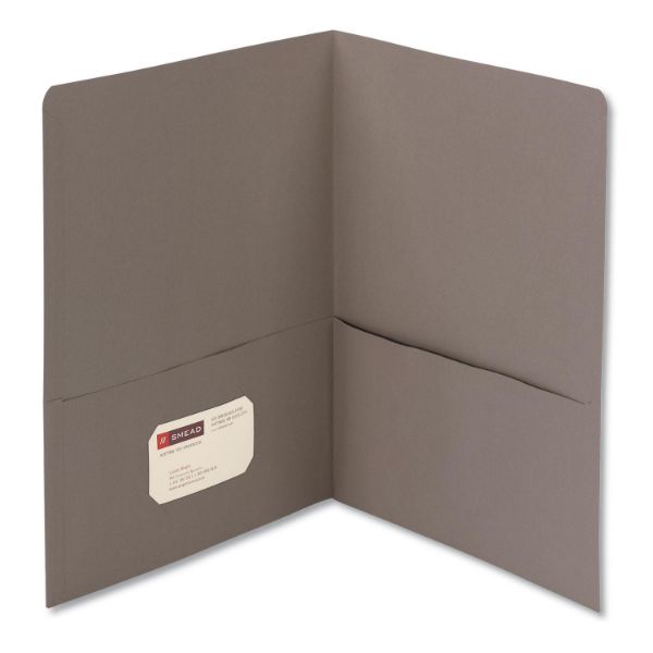 Two-Pocket Folder, Embossed Leather Grain Paper, Gray, 25/Box | Plastic ...