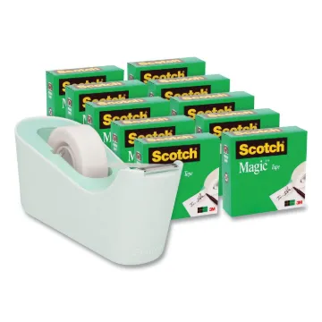 Magic Tape Desktop Dispenser Value Pack, 1" Core, 0.75" x 83.33 ft, Clear, 10/Pack