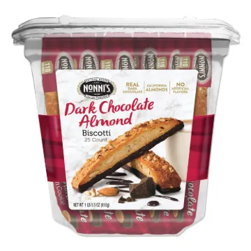 Biscotti, Dark Chocolate Almond, 1 lb 5 oz Tub, 25 Pieces/Tub, 1 Tub/Carton, Ships in 1-3 Business D