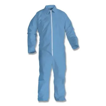 A65 Zipper Front Flame-Resistant Hooded Coveralls, Elastic Wrist and Ankles, X-Large, Blue, 25/Carto