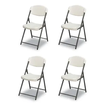 Rough n Ready Commercial Folding Chair, Supports Up to 350lb, 18" Seat Height, Platinum Granite Seat