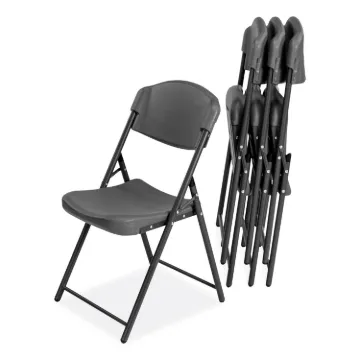 Rough n Ready Commercial Folding Chair, Supports Up to 350 lb, 18" Seat Height, Charcoal Seat/Back,