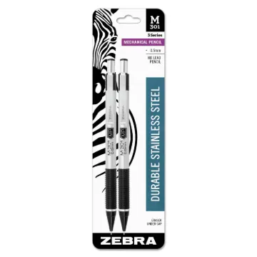 M-301 Mechanical Pencil, 0.5 mm, HB (#2.5), Black Lead, Steel/Black Accents Barrel, 2/Pack