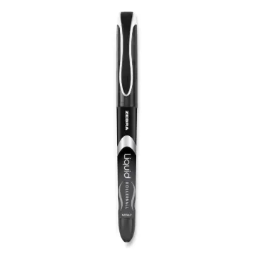 Liquid Ink Roller Ball Pen, Stick, Extra-Fine 0.5 mm, Black Ink, Black Barrel, 12/Pack