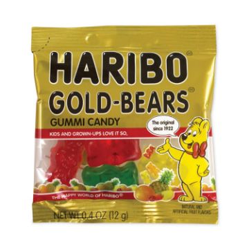 Goldbears Gummi Candy, 0.4 oz Pouches, Lemon; Orange; Pineapple; Rasberry; Strawberry, 54/Carton, Sh