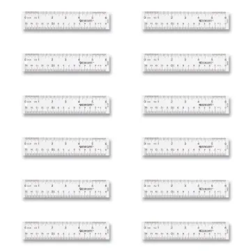 Clear Flexible Acrylic Ruler, Standard/Metric, 6" (15 cm) Long, Clear, 12/Box