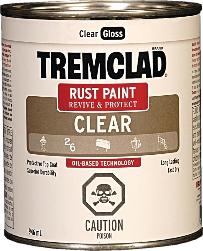 TREMCLAD 254917 RustPreventative Paint, Oil Base, Gloss Sheen, Clear