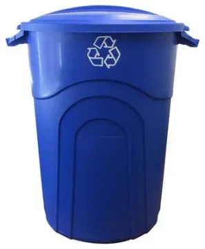 United Solutions COLORmaxx TI0028 Trash Can, 32 gal Capacity, Plastic, Blue, Lid Closure