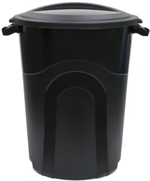 United Solutions TI0019 Trash Can, 32 gal Capacity, Plastic, Black, Snap-On Lid Closure
