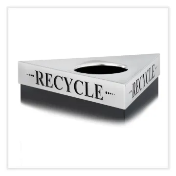 Trifecta Waste Receptacle Lid. Laser Cut "RECYCLE" Inscription, 20w x 20d x 3h, Stainless Steel, Shi
