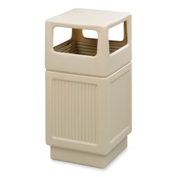 Canmeleon Recessed Panel Receptacles, Side-Open, 38 gal, Polyethylene, Tan, Ships in 1-3 Business Da
