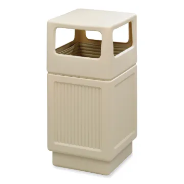 Canmeleon Recessed Panel Receptacles, Side-Open, 38 gal, Polyethylene, Tan, Ships in 1-3 Business Da