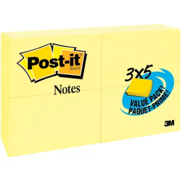 Original Pads in Canary Yellow, Value Pack, 3" x 5", 100 Sheets/Pad, 24 Pads/Pack