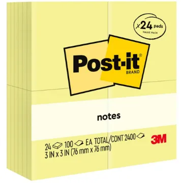 Original Pads in Canary Yellow, Value Pack, 3" x 3", 100 Sheets/Pad, 24 Pads/Pack