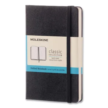 Classic Collection Hard Cover Notebook, 1-Subject, Dotted Rule, Black Cover, 5.5 x 3.5 Sheets